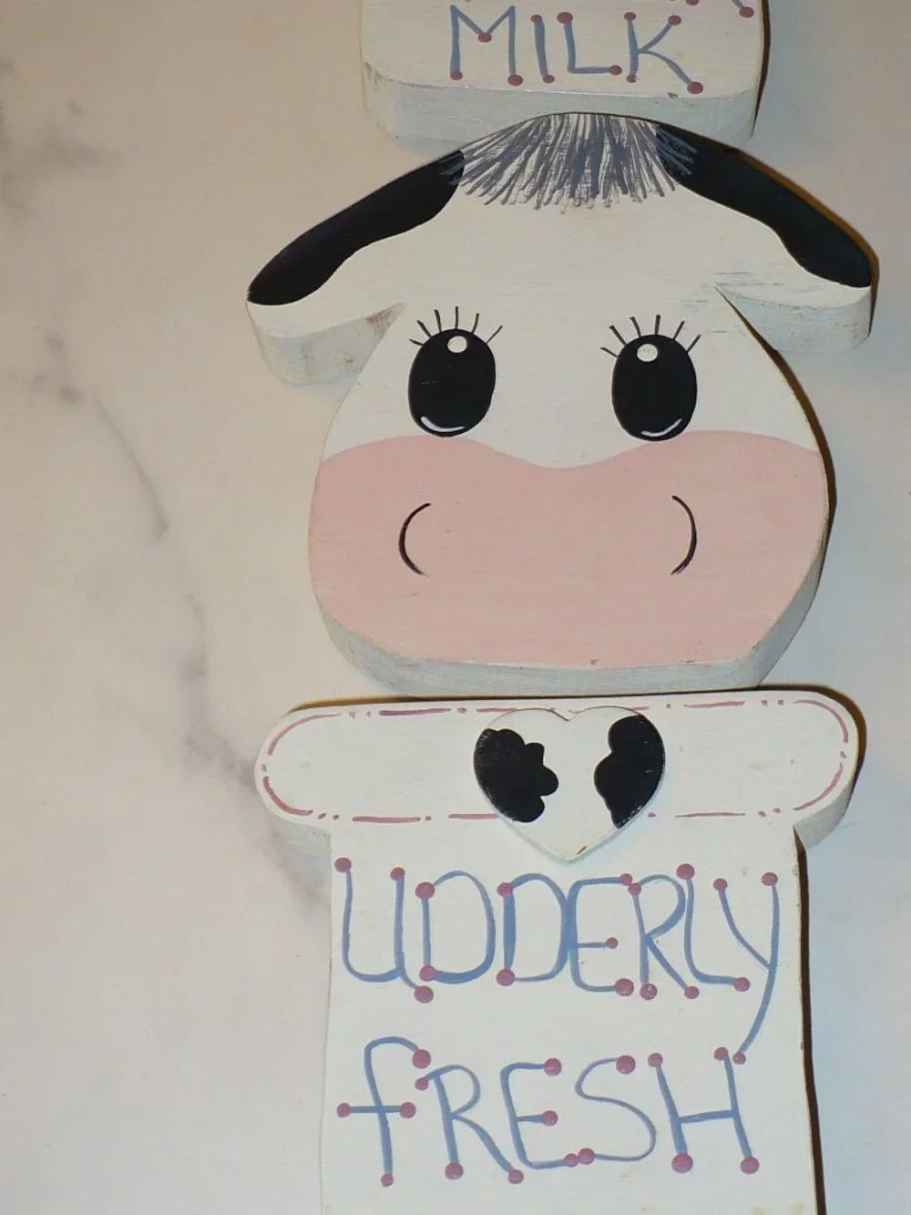 Vintage 1990's Cottagecore Farmhouse Sweet Clover Milk Handmade Wood Hanging